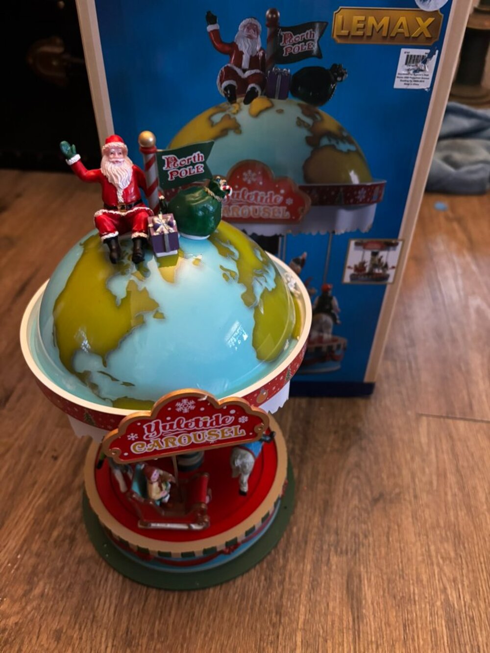 Lemax Animated Table Accent Yuletide Carousel Christmas Village MIB Light Sound